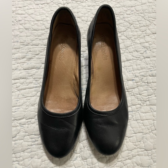 Madewell Reid Black Soft Leather Round Heel Pump Sz 6.5B - Picture 1 of 12